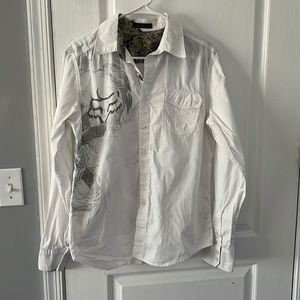 White fox racing button down shirt